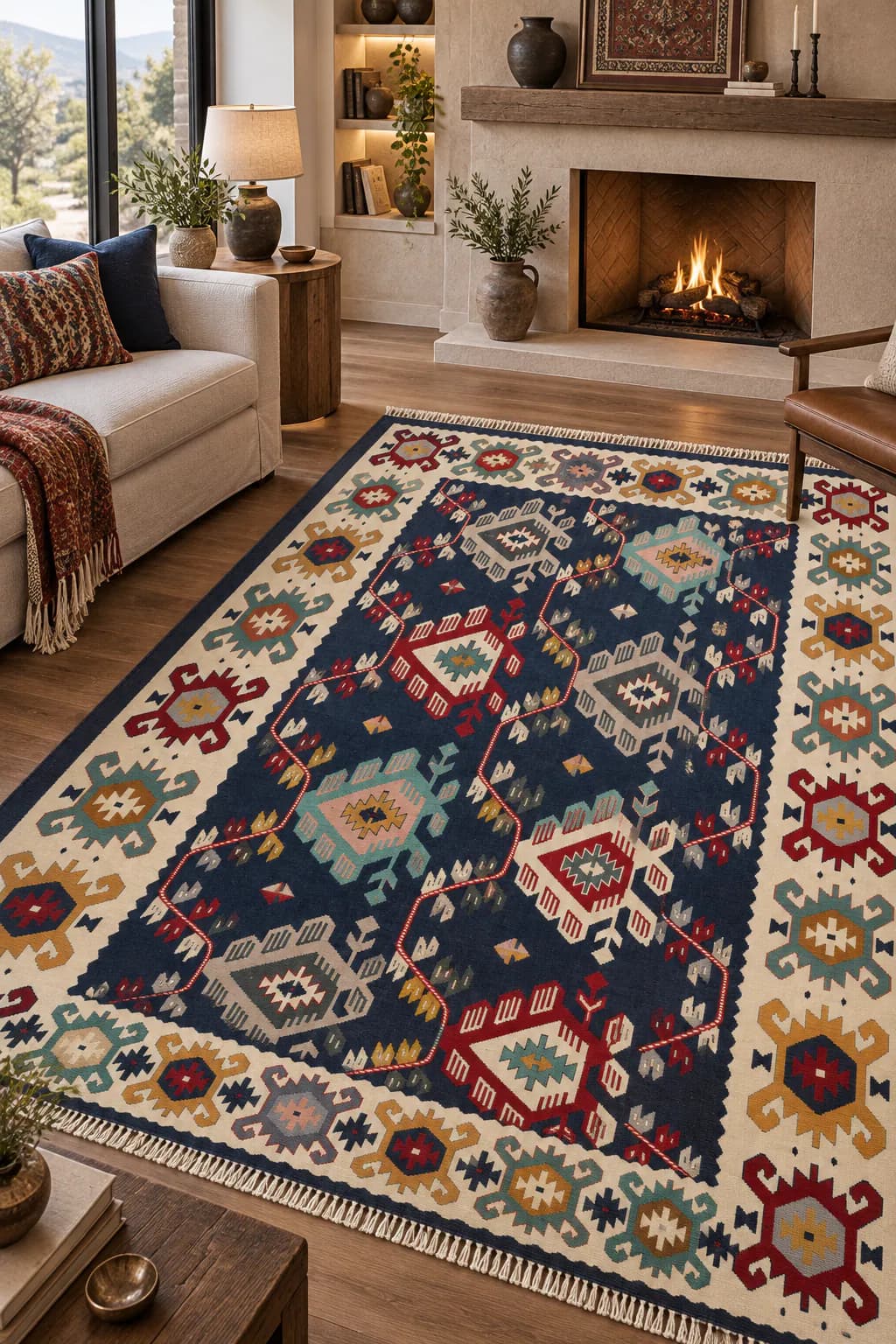 Tribal / folk-inspired geometric Kilim ( Motif )